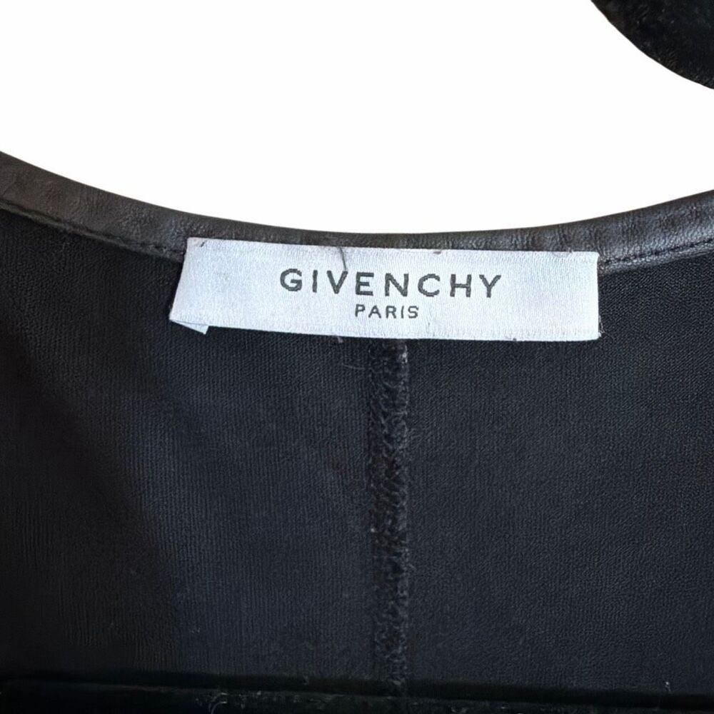 Givenchy Black Sleeveless Pleated Front Viscose Tunic Top Lambskin Trim Size M ( - Picture 10 of 13